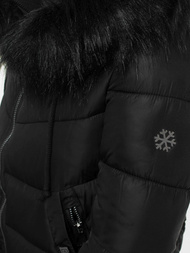 Kurtka zimowa damska parka z futerkiem czarna OZONEE O/SW028/1