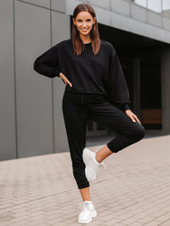 Komplet dresowy dwuczęściowy damski czarny OZONEE O/MB2040/21