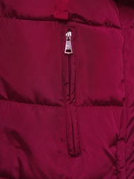 Kamizelka damska długa pikowana z kapturem bordowa OZONEE O/81276