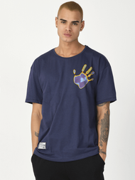 T-Shirt męski z nadrukiem granatowy OZONEE MR/21538