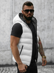 Kamizelka męska dwustronna z kapturem biała OZONEE N/7125