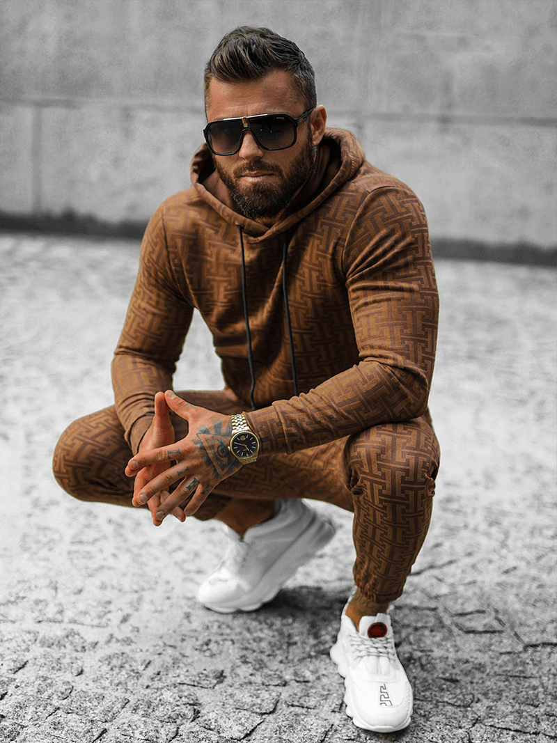 Komplet dresowy męski brązowy OZONEE O/D7263/9102