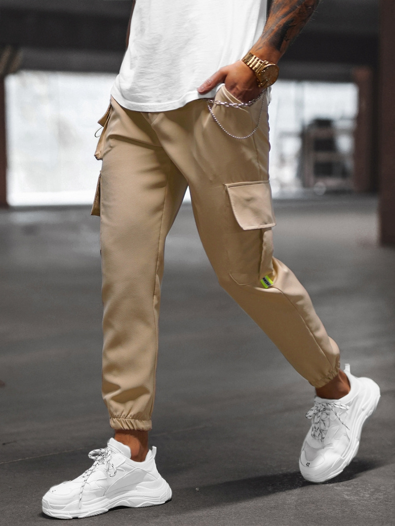 Spodnie męskie chino joggery beżowe OZONEE O/CP149Z