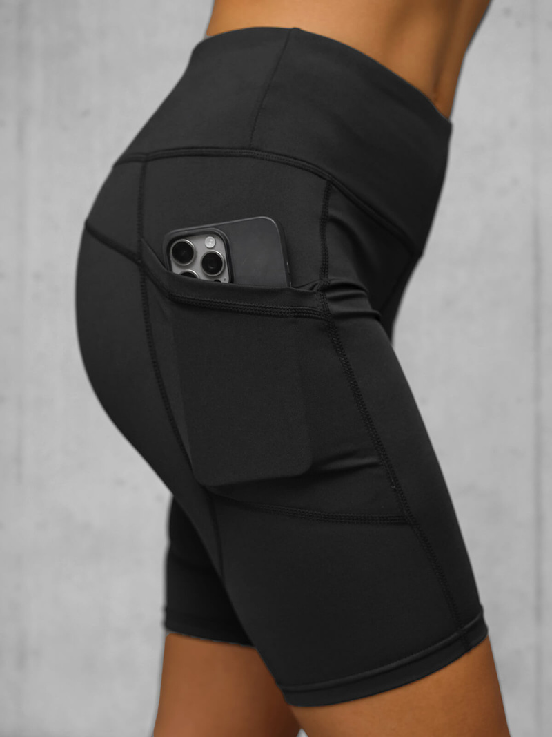 Legginsy krótkie damskie kolarki czarne OZONEE JS/XY24003S