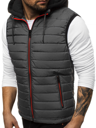 Kamizelka męska pikowana z kapturem grafitowa OZONEE N/6102