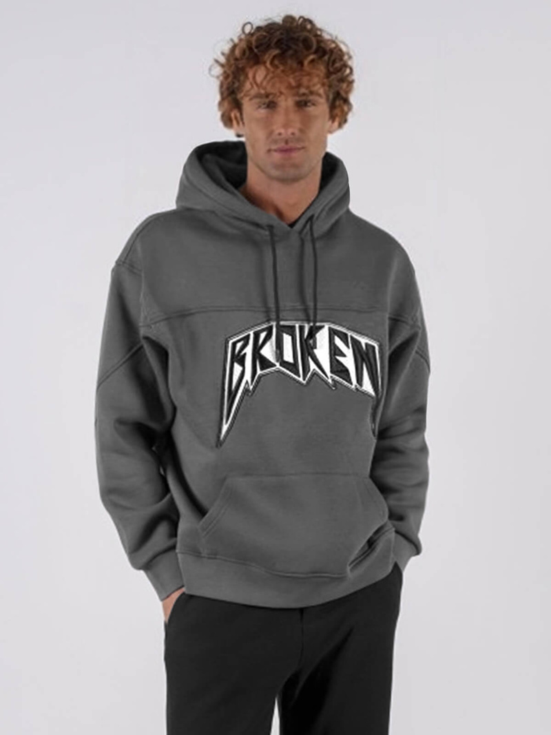 Bluza z kapturem oversize grafitowa OZONEE O/SWE23019Z