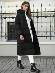 Kurtka zimowa damska długa pikowana czarna OZONEE JS/5M3163/392Z