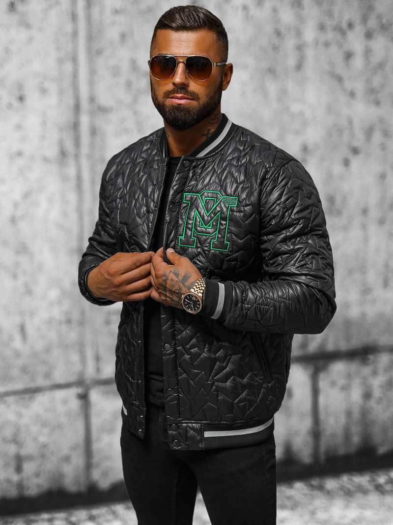 Kurtka męska bomberka czarna OZONEE O/TB9152