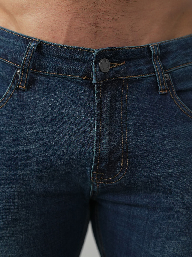 Spodnie jeansowe męskie slim fit ciemno-niebieskie OZONEE O/JK2895A