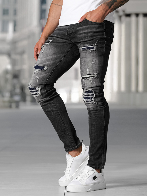 Spodnie jeansowe męskie slim fit czarne OZONEE NB/MP0075NZ