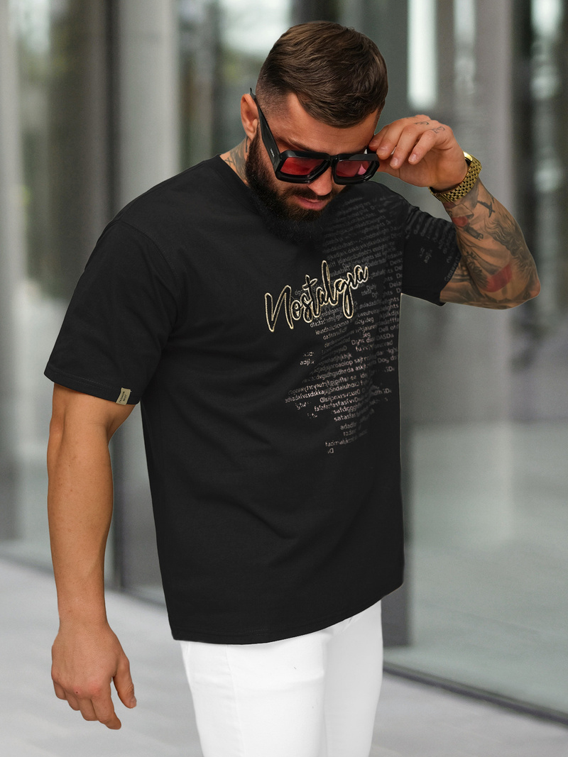 T-shirt męski loose fit czarny OZONEE O/YN2/631