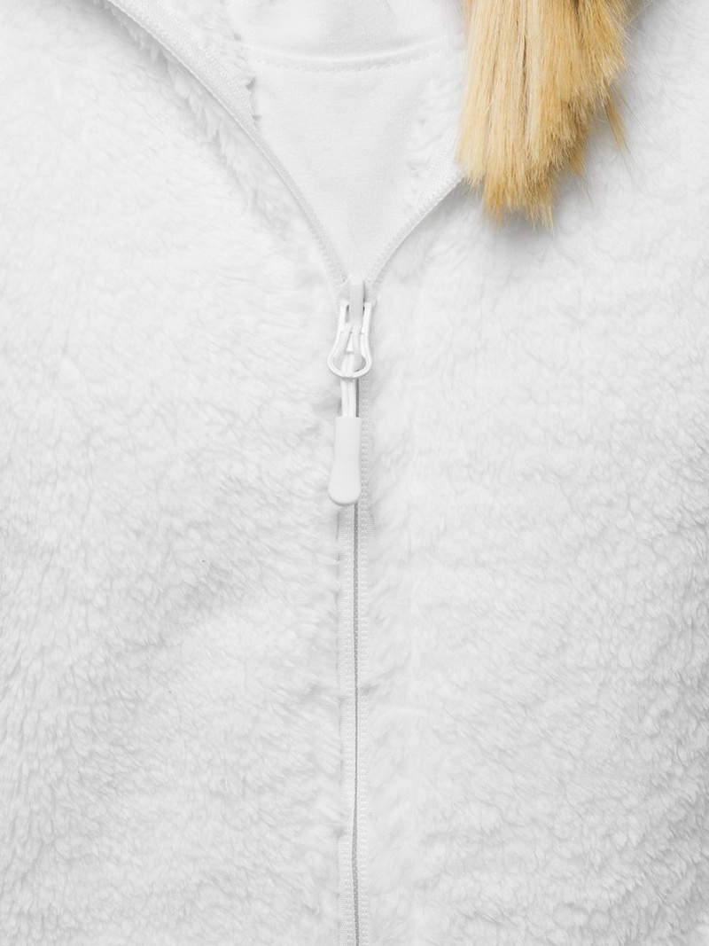 Bluza damska rozpinana z kapturem biała OZONEE JS/HH007/45
