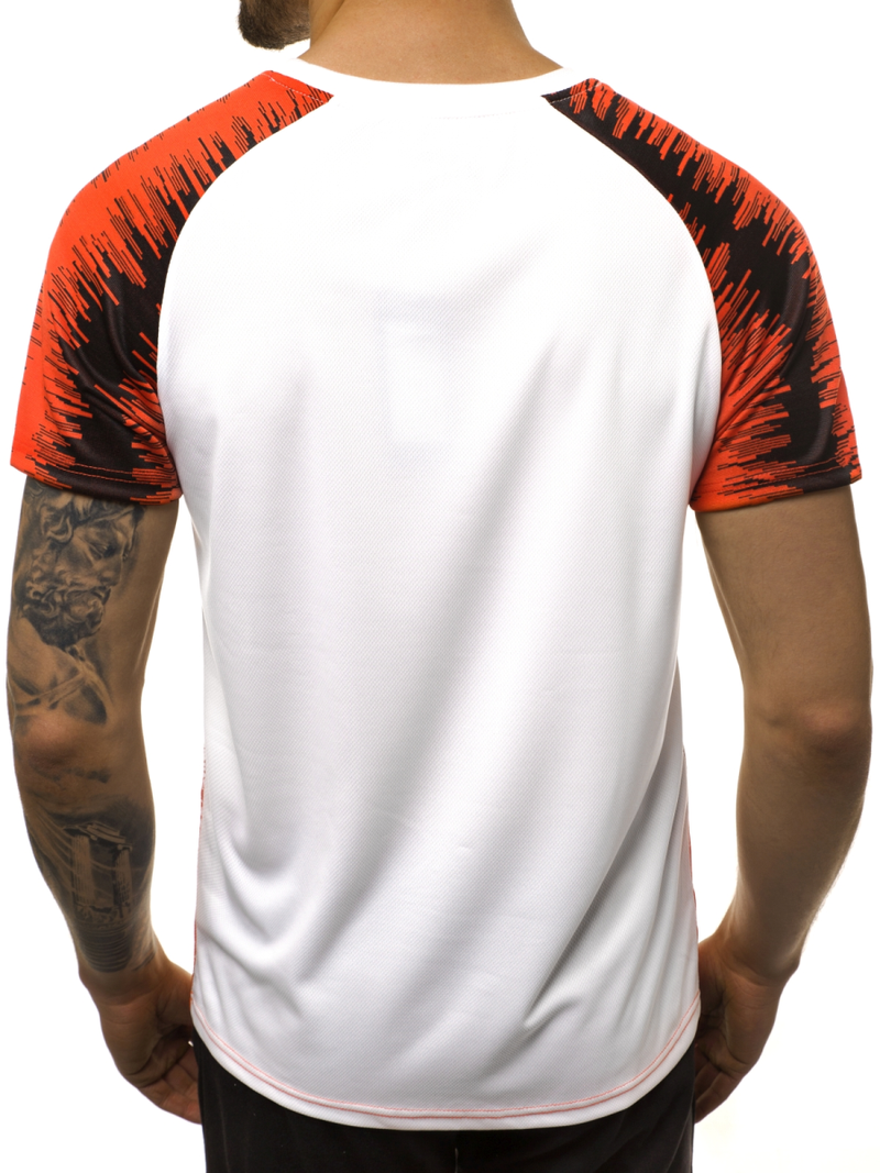 T-Shirt męski biało-pomarańczowy OZONEE JS/KS2068