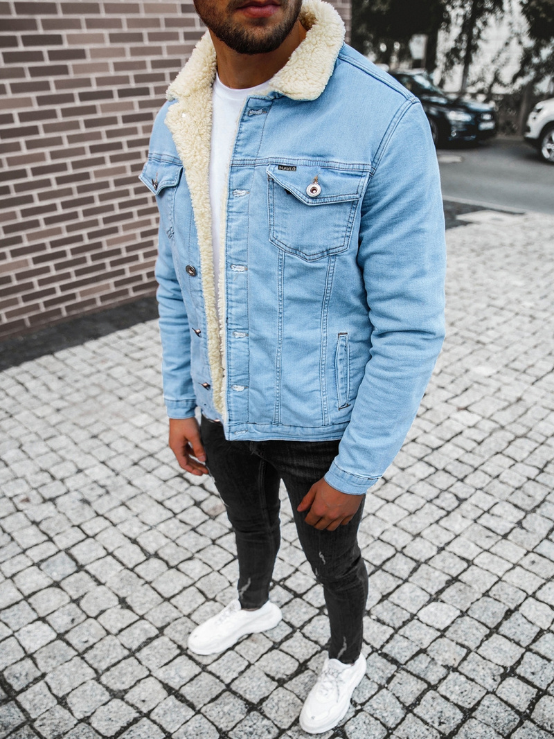 Kurtka męska jeans jasnoniebieska OZONEE BN/7274