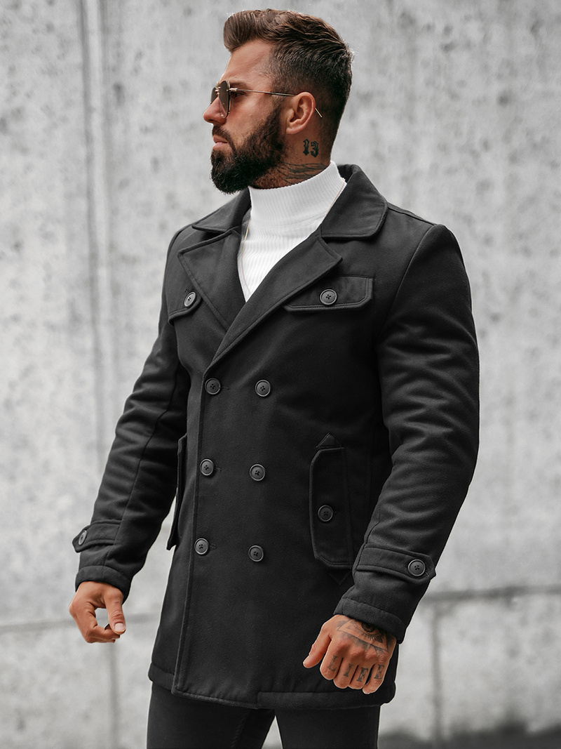 Płaszcz męski czarny OZONEE JS/79M3123Z