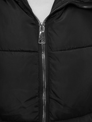 Kamizelka damska długa z kapturem czarna OZONEE O/DK113/1