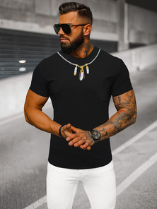 T-shirt męski slim fit czarny OZONEE NB/MT3051Z