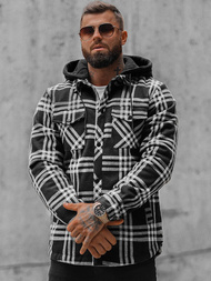 Koszula flanelowa męska ocieplana czarno-biała OZONEE O/3A91/1