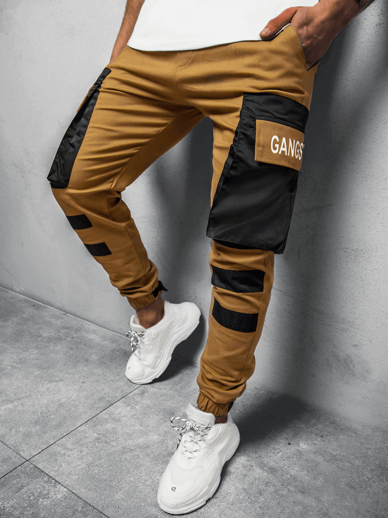 Spodnie męskie chino joggery camelowe OZONEE G/11131