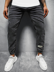 Spodnie męskie joggery jeansowe grafitowe OZONEE O/1097