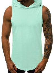 Koszulka bez rękawów z kapturem męska miętowa OZONEE O/2537