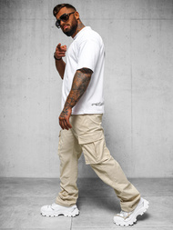 Spodnie męskie cargo wide leg beżowe OZONEE O/G3179Z