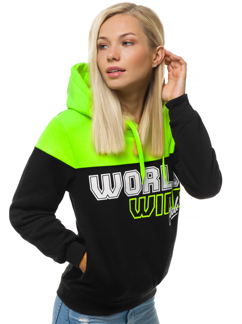 Bluza z kapturem damska czarna OZONEE JS/KSW2006