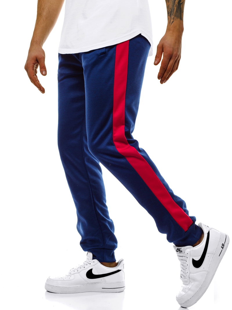 Spodnie dresowe męskie granatowo-czerwone OZONEE JS/JZ11007