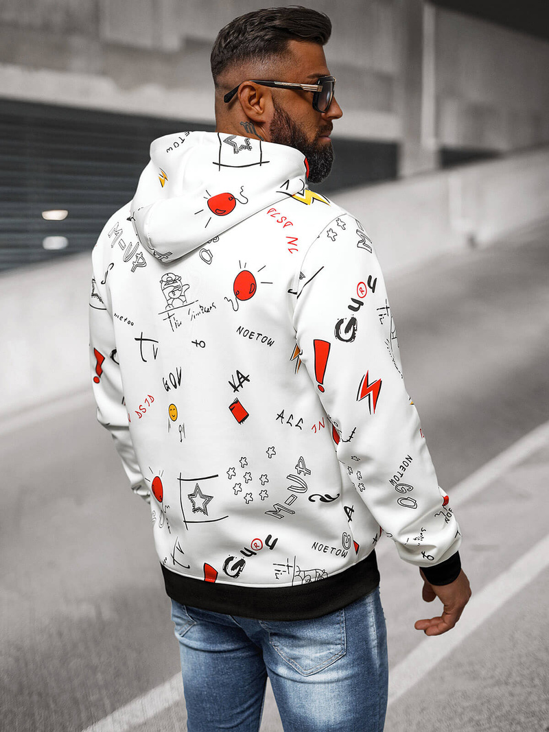 Bluza z kapturem męska biała OZONEE JS/8B1223/1