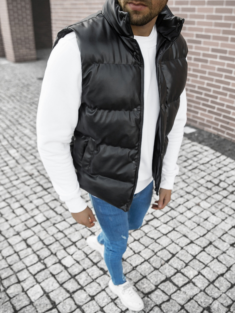 Kamizelka męska pikowana czarna OZONEE O/9035