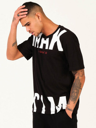 T-Shirt męski z nadrukiem czarny OZONEE MR/21572