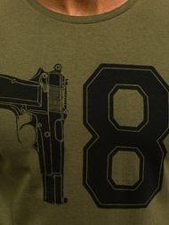 T-Shirt męski z nadrukiem zielony OZONEE O/1174 