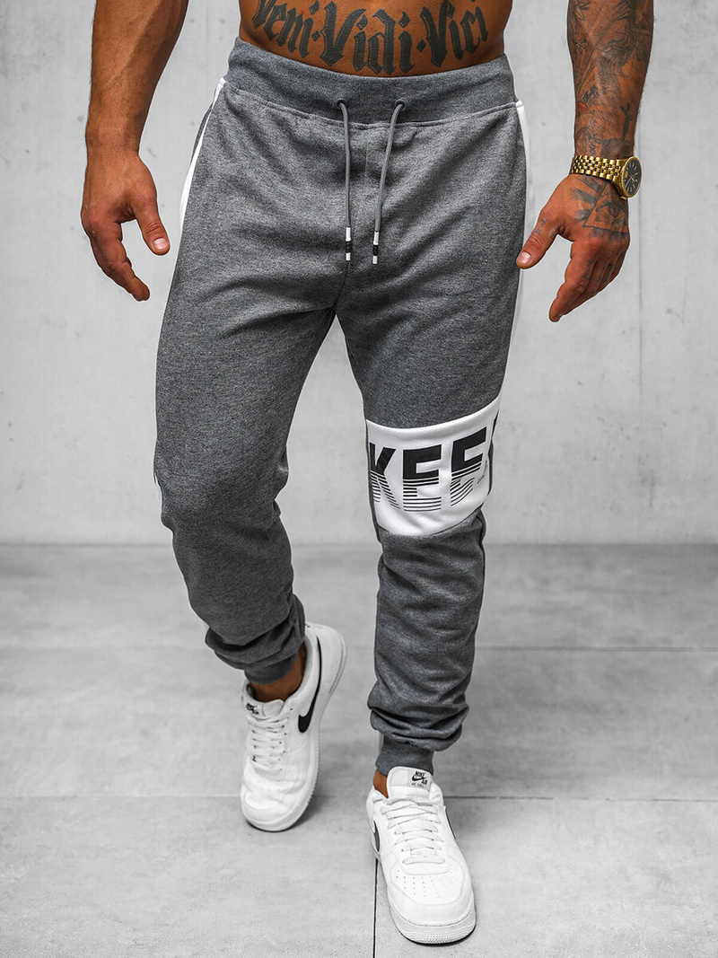 Spodnie dresowe męskie grafitowe OZONEE JS/8K209