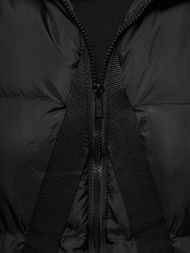 Kamizelka męska długa pikowana z kapturem czarna OZONEE O/M3201