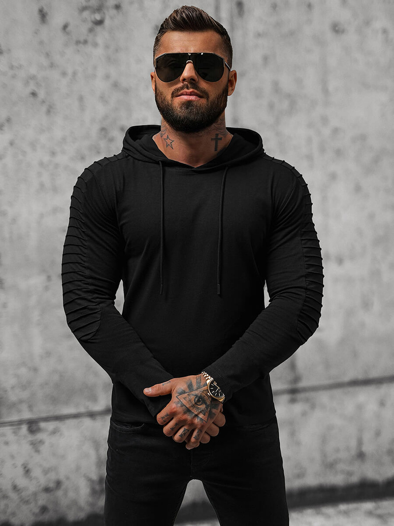 Футболка з довгим рукавом чоловіча Чорна OZONEE O/B258