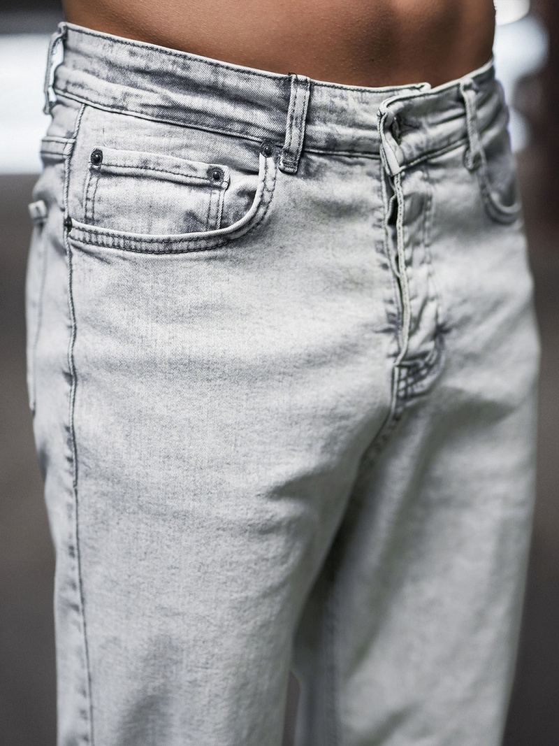 Spodnie jeansowe joggery męskie szare OZONEE DP/780Z