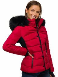 Kurtka zimowa damska z futerkiem bordowa OZONEE O/DK066/4
