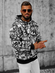 Bluza z kapturem męska czarno-biała OZONEE JS/8B1138/1