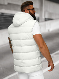 Kamizelka męska pikowana z kapturem biała OZONEE JS/57M7507/281