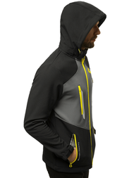 Kurtka softshell męska z kapturem czarno-szara OZONEE JS/HH022/1BZ