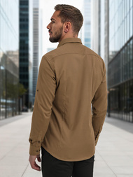 Koszula męska elegancka brązowa OZONEE V/V187