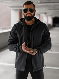 Kurtka softshell męska z kapturem czarna OZONEE JS/27B6523/3Z