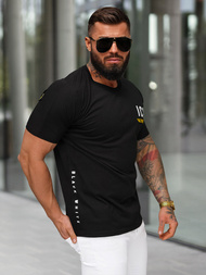 T-shirt męski slim fit czarny OZONEE O/QQ1297