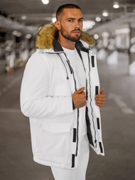 Kurtka zimowa męska z futerkiem biała OZONEE JS/5M779/281Z