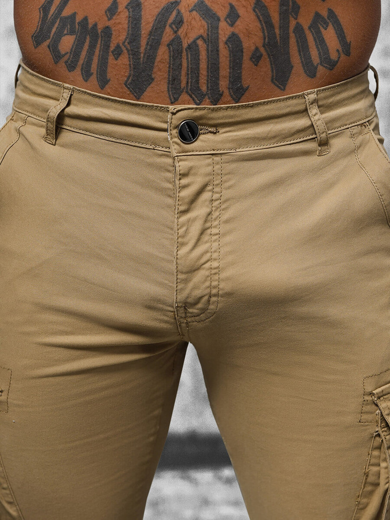 Spodnie męskie chino joggery beżowe OZONEE NB/MP0202K