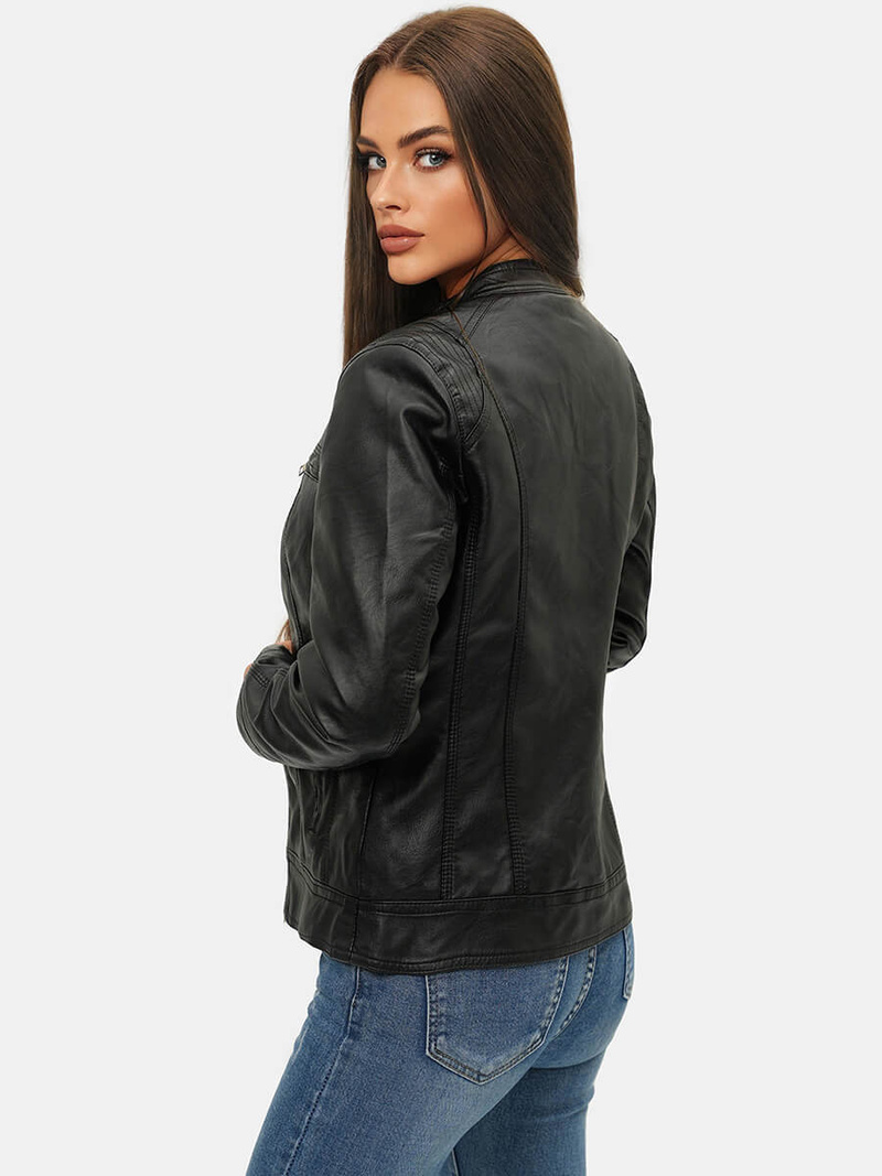 Kurtka skórzana damska czarna OZONEE JS/11Z8010