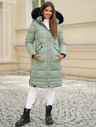 Kurtka zimowa damska długa pikowana miętowa OZONEE O/W377Z