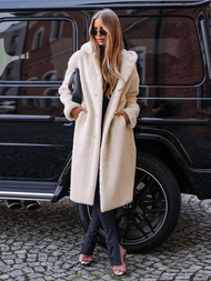 Kurtka zimowa damska długa futrzana beżowa OZONEE JS/11Z8250