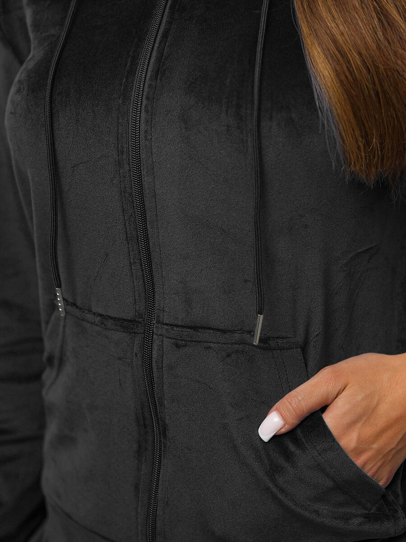 Komplet dresowy damski welurowy czarny OZONEE JS/8C1176/3Z