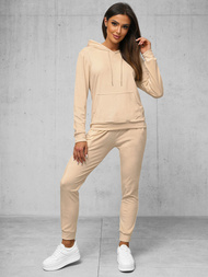 Komplet dresowy damski welurowy jasno-beżowy OZONEE O/8C1175/159Z